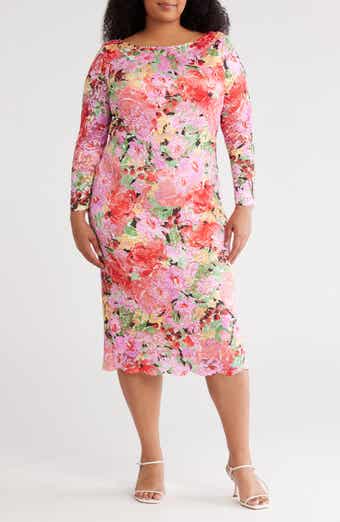 Marina Floral Long Sleeve Lace Midi Dress