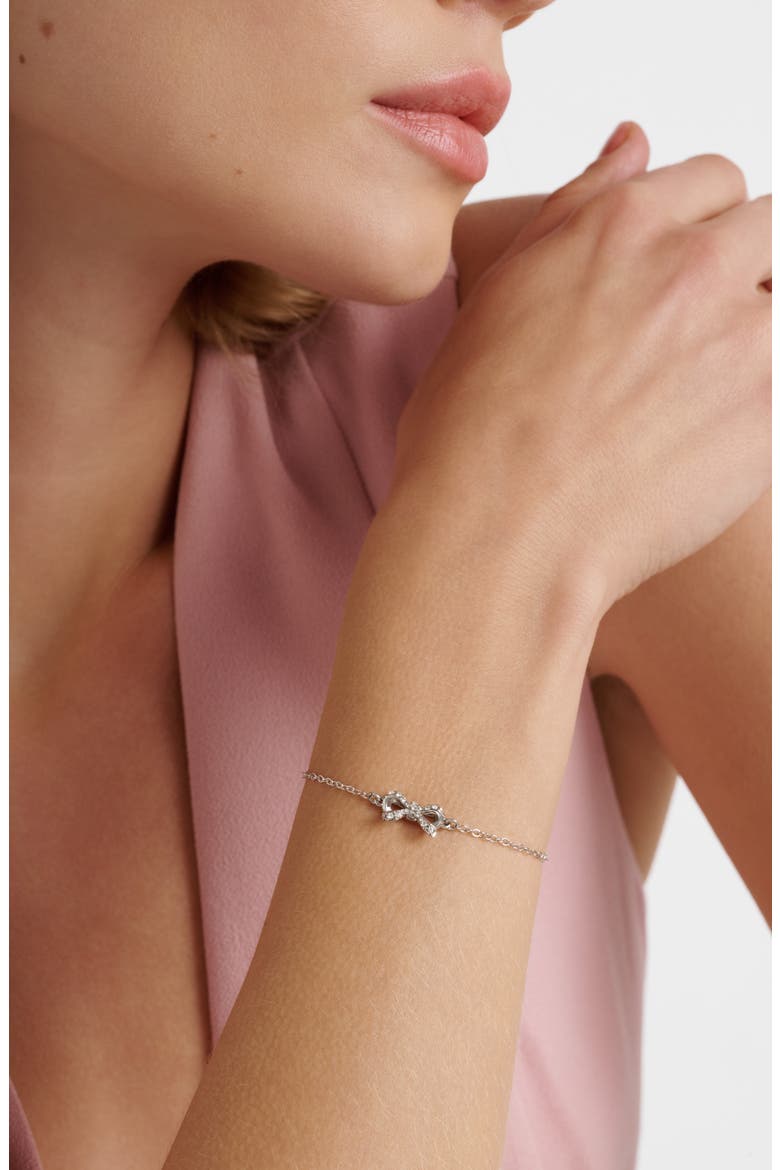 Carsaa Crystal Petite Bow Slider Bracelet, Alternate, color, SILVER TONE