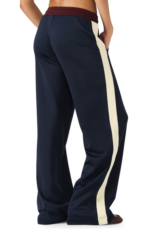 Steve Madden Daisy Side Stripe Wide Leg Pants In Blue