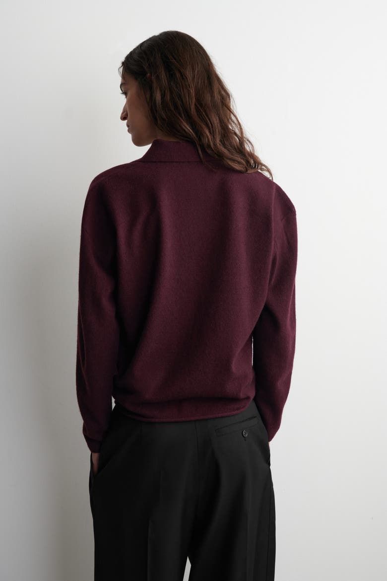 Merino Wool-Yak Zip-Up Polo Shirt, Alternate, color, BURGUNDY
