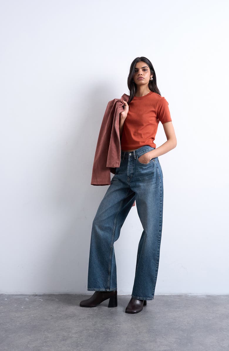 Topshop Everyday Shrunken Cotton T-Shirt, Alternate, color, Rust