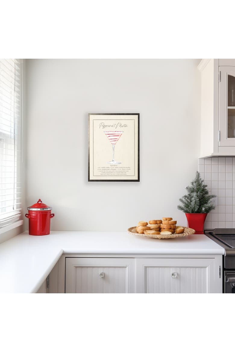 Watercolor Peppermint Martini Cocktail and Recipe, Alternate, color, Ivory / Red