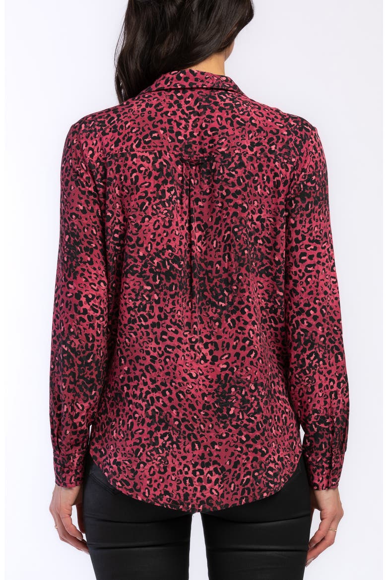 Eleni Leopard Print Button-Up Shirt, Alternate, color, BURGUNDY LEOPARD