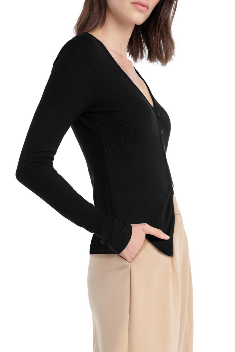 The Good Luck Long Sleeve Rib Top, Alternate, color, BLACK