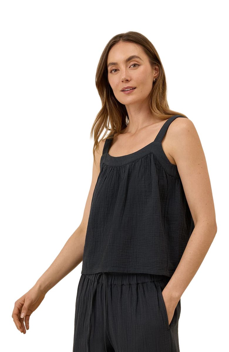 Pact Organic Cotton Double Gauze Square Neck Cami, Alternate, color, Black