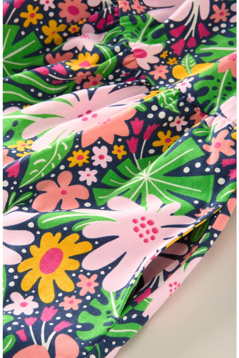 Kids' Print Flutter Sleeve Romper, Alternate, color, NAVY TROPICAL FLORAL