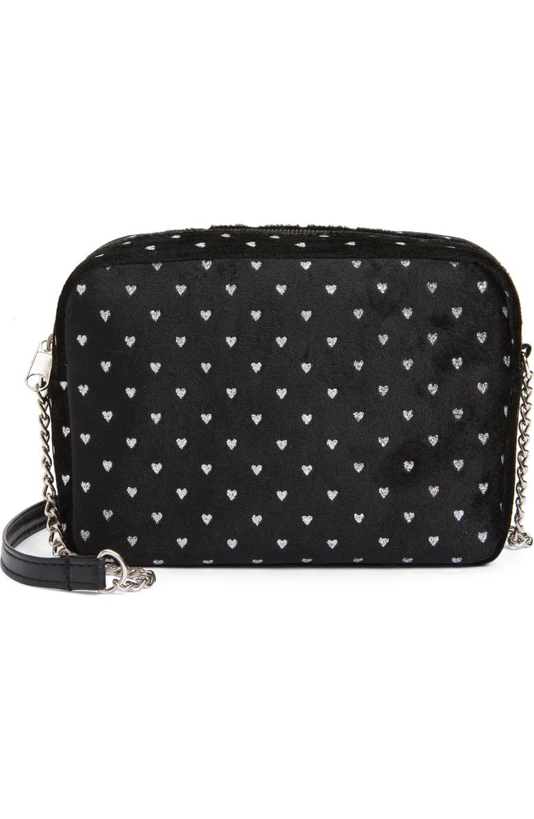 Capelli New York Kids' Velvet Glitter Heart Bag, Main, color, Black Combo