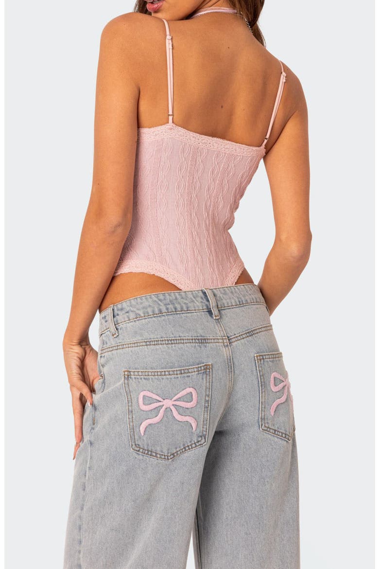 Lacey Keyhole Knit Bodysuit, Alternate, color, LIGHT-PINK