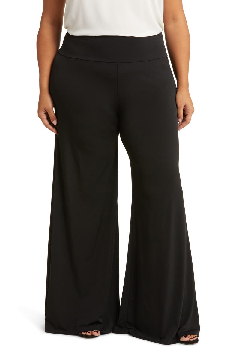 Jersey Wide Leg Pants, Main, color, BLACK