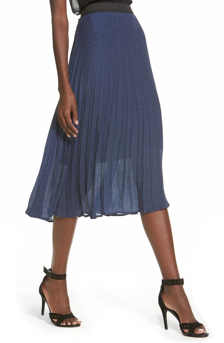WAYF Pleated Midi Skirt, Alternate, color, 