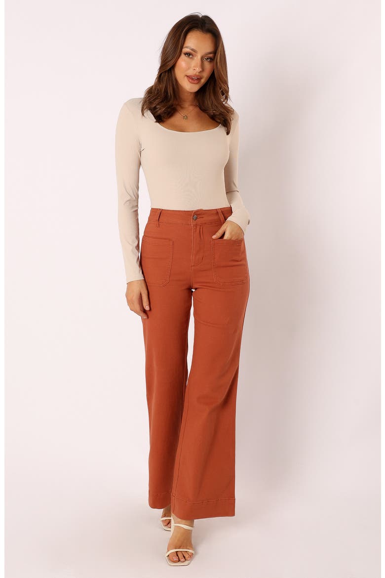 Nico Patch Pocket Super High Waist Wide Leg Jeans, Alternate, color, TAN