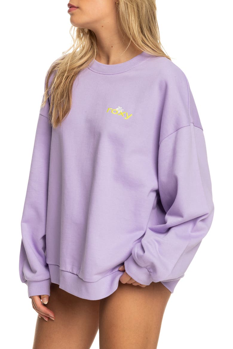 x Kate Bosworth Crewneck Organic Cotton Sweatshirt, Alternate, color, PURPLE ROSE