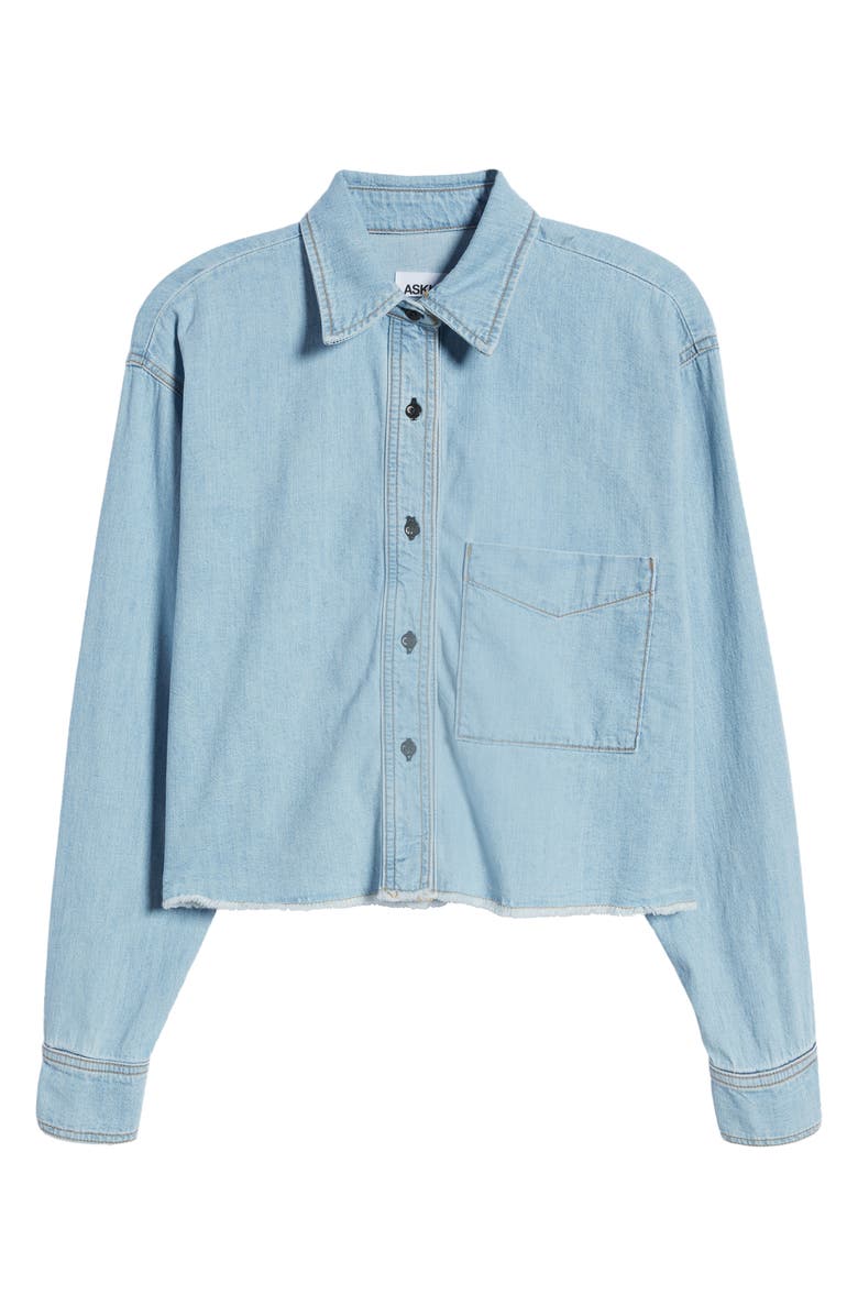 ASKK NY Fray Crop Denim Shirt, Alternate, color, Vintage