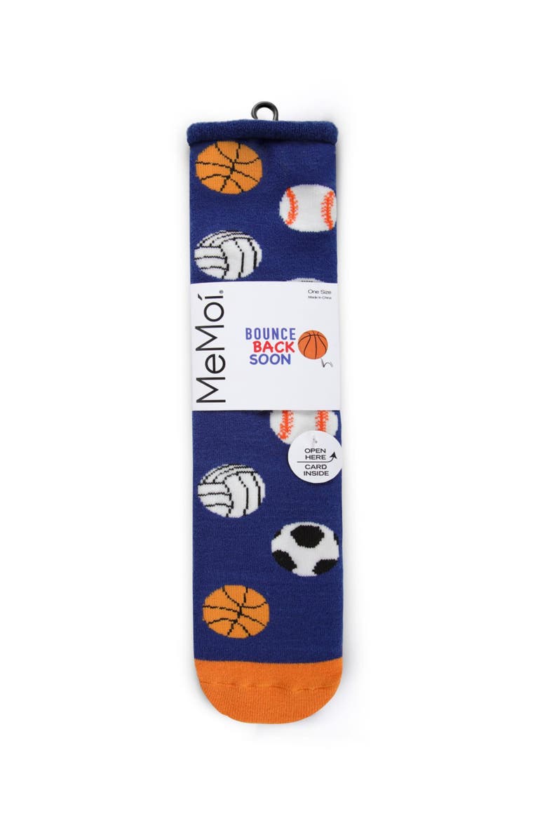 Big Kid's Bounce Back Greeting Card Crew Socks, Main, color, Blue