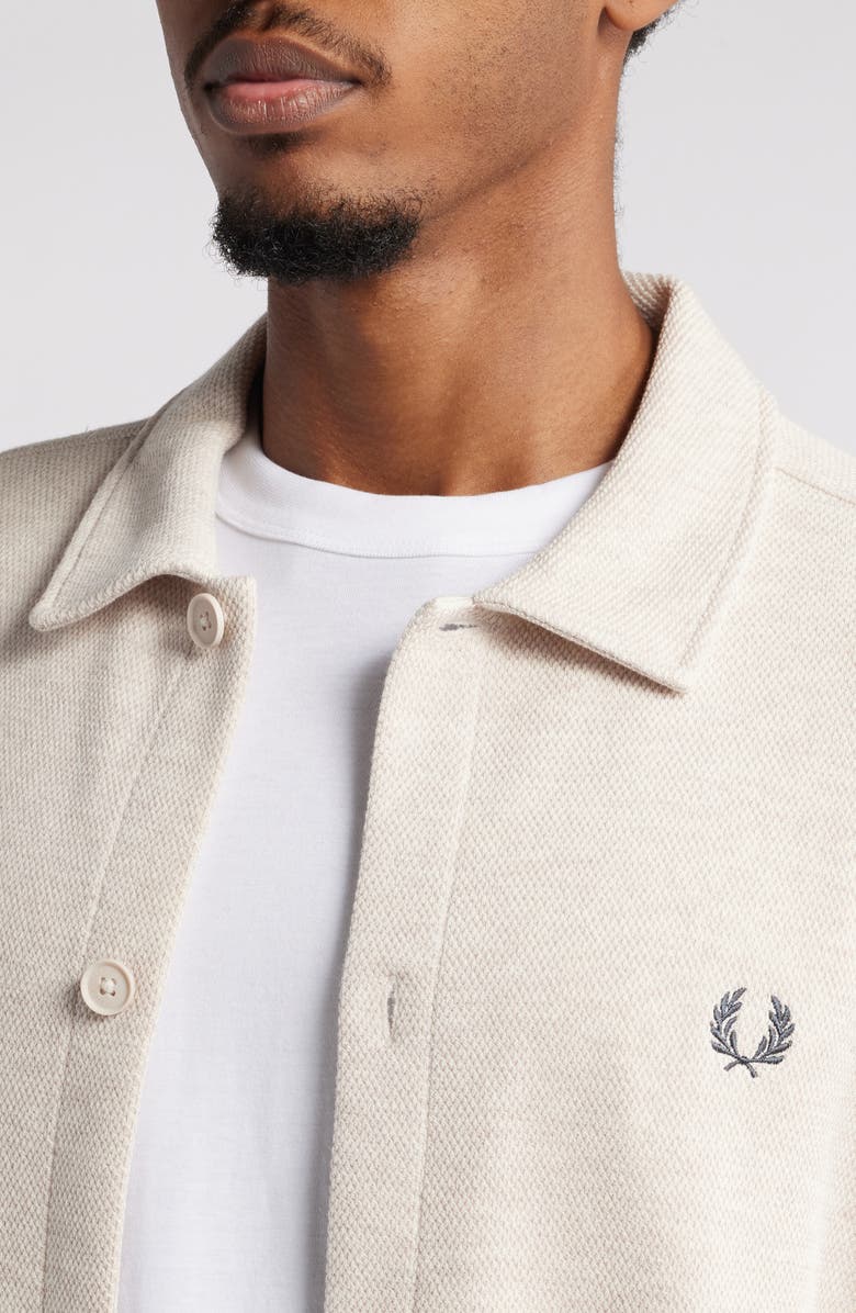 Fred Perry Waffle Stitch Long Sleeve Button-Up Polo, Alternate, color, 