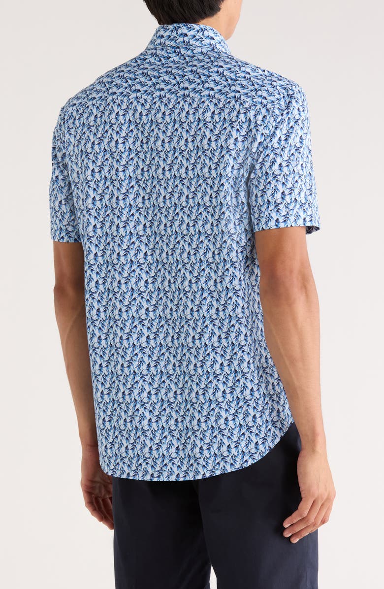 Bugatchi Miles OoohCotton<sup>®</sup> Short Sleeve Button-Up Shirt, Alternate, color, Air Blue