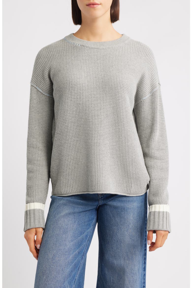 Waffle Stitch Sweater, Main, color, GREY