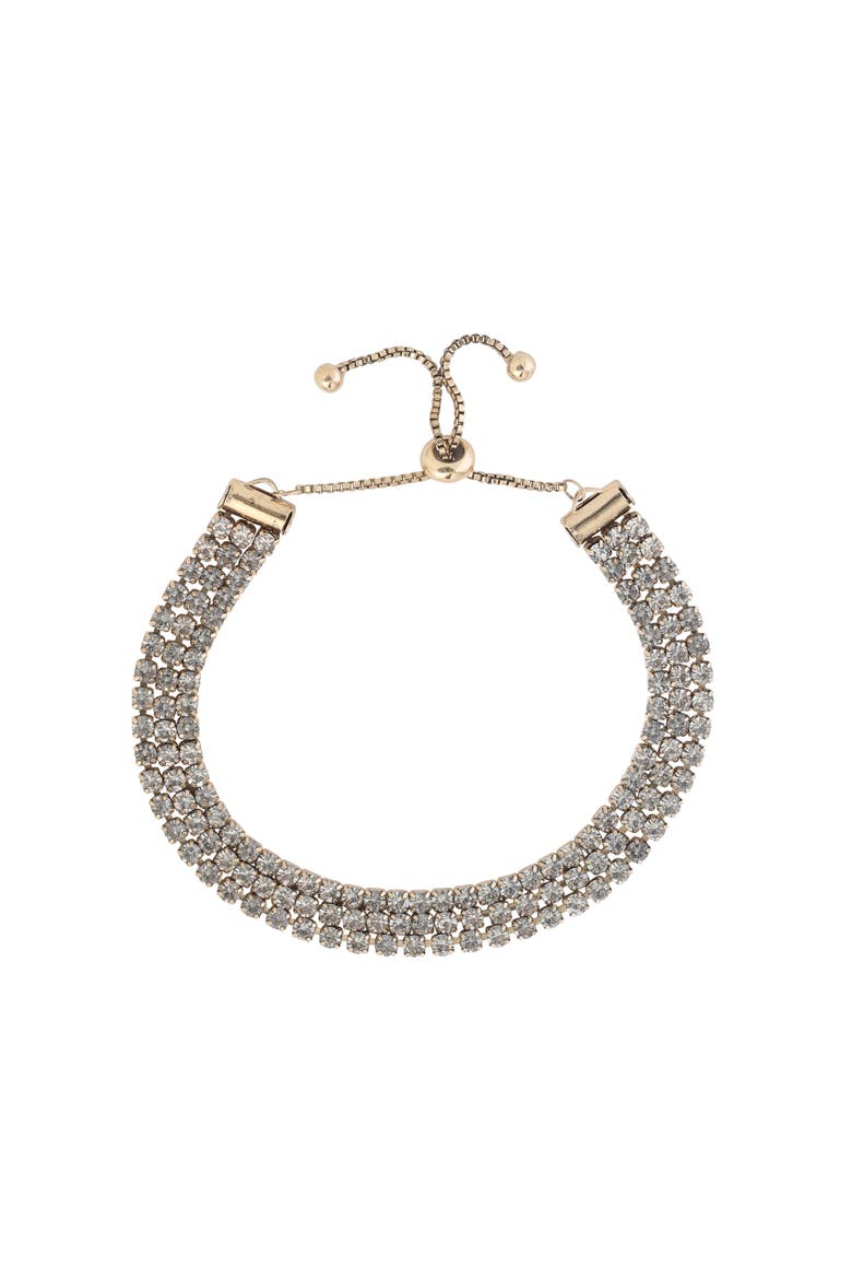 Adjustable Triple Row Crystal Bracelet in Gold, Main, color, Gold
