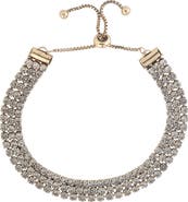 BCBG Generation Adjustable Triple Row Crystal Bracelet in Gold