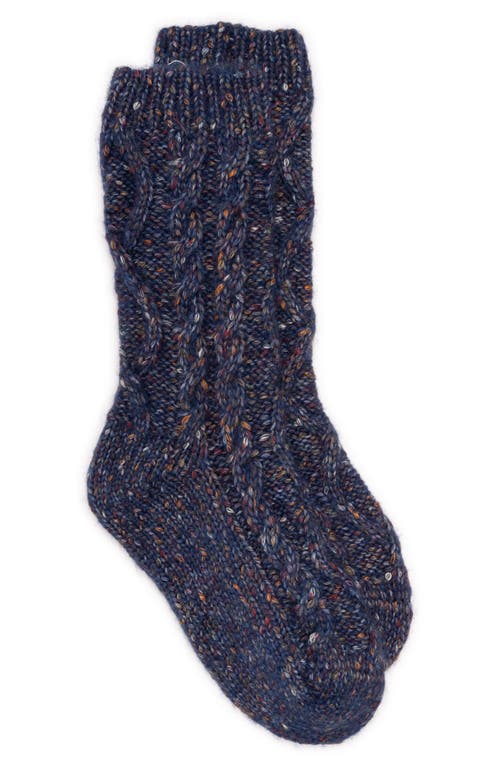 Muk Luks Cable Knit Sweater Crew Socks In Blue