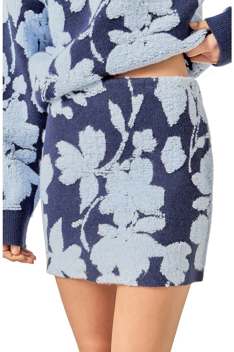 Fuzzy Flower Miniskirt, Alternate, color, NAVY/ POWDER BLUE