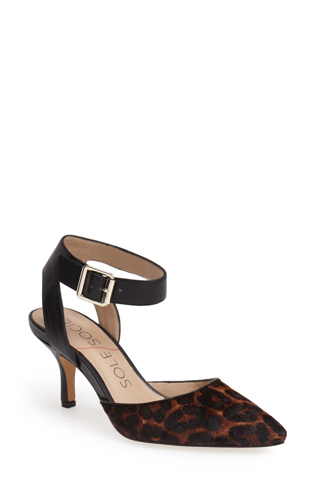 'Olyvia' Calf Hair Pump, Main, color, BROWN/ BLACK CALF HAIR