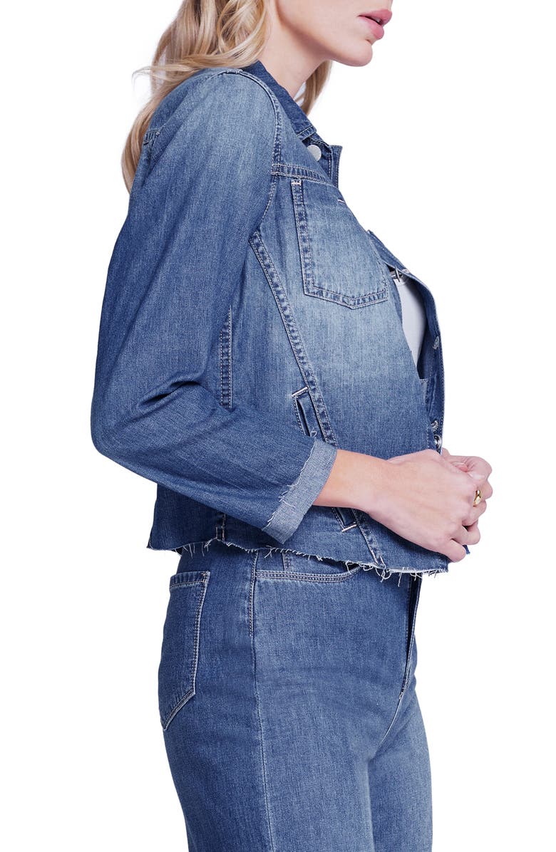 L'AGENCE Janelle Raw Hem Cotton Denim Jacket, Alternate, color, 