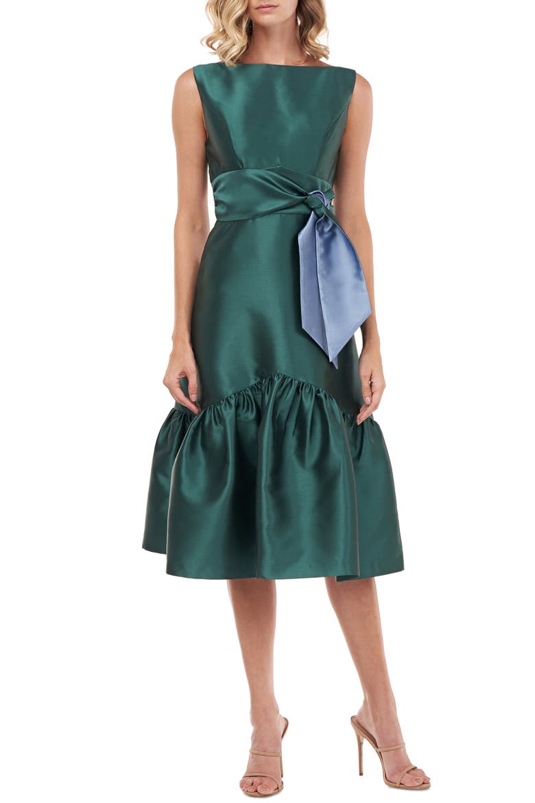 Tie Waist Ruffle Sleeveless Dress, Main, color, ENGLISH IVY