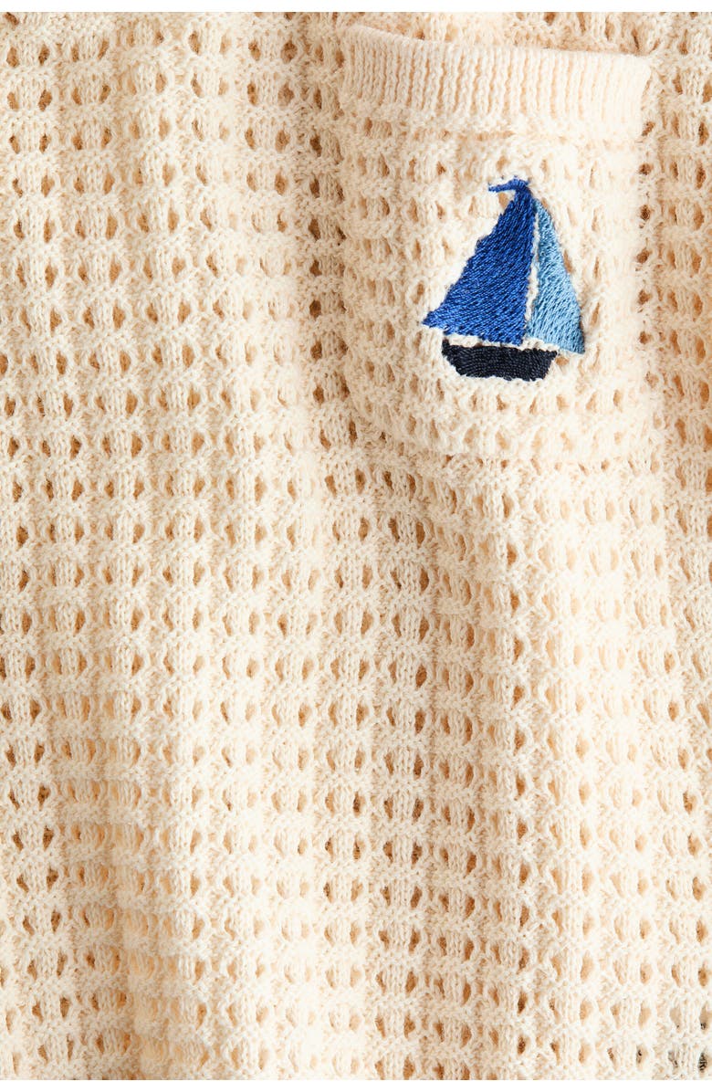 H&M 2-piece Hole-knit Cotton Set, Alternate, color, Light Beige/Sailboat