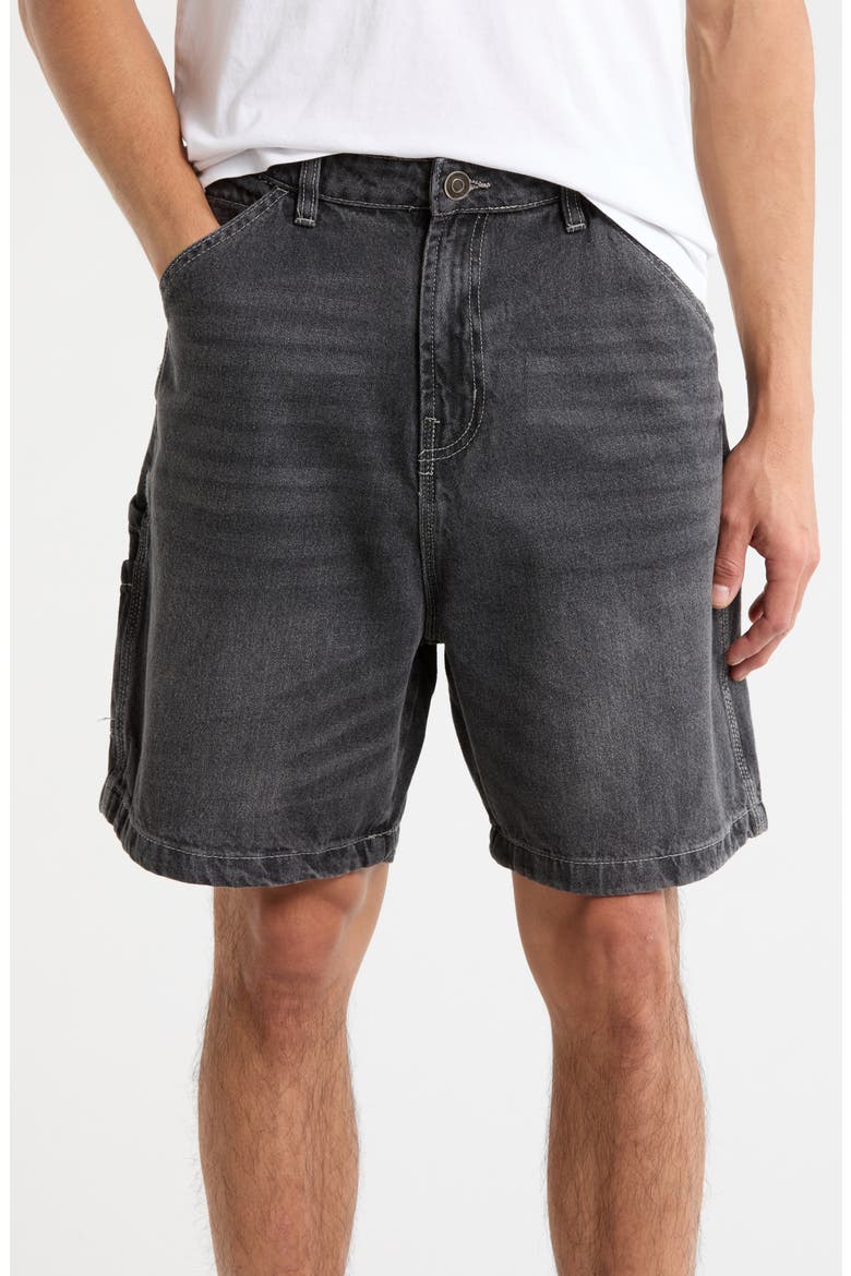 Cotton Denim Shorts, Main, color, BLACK