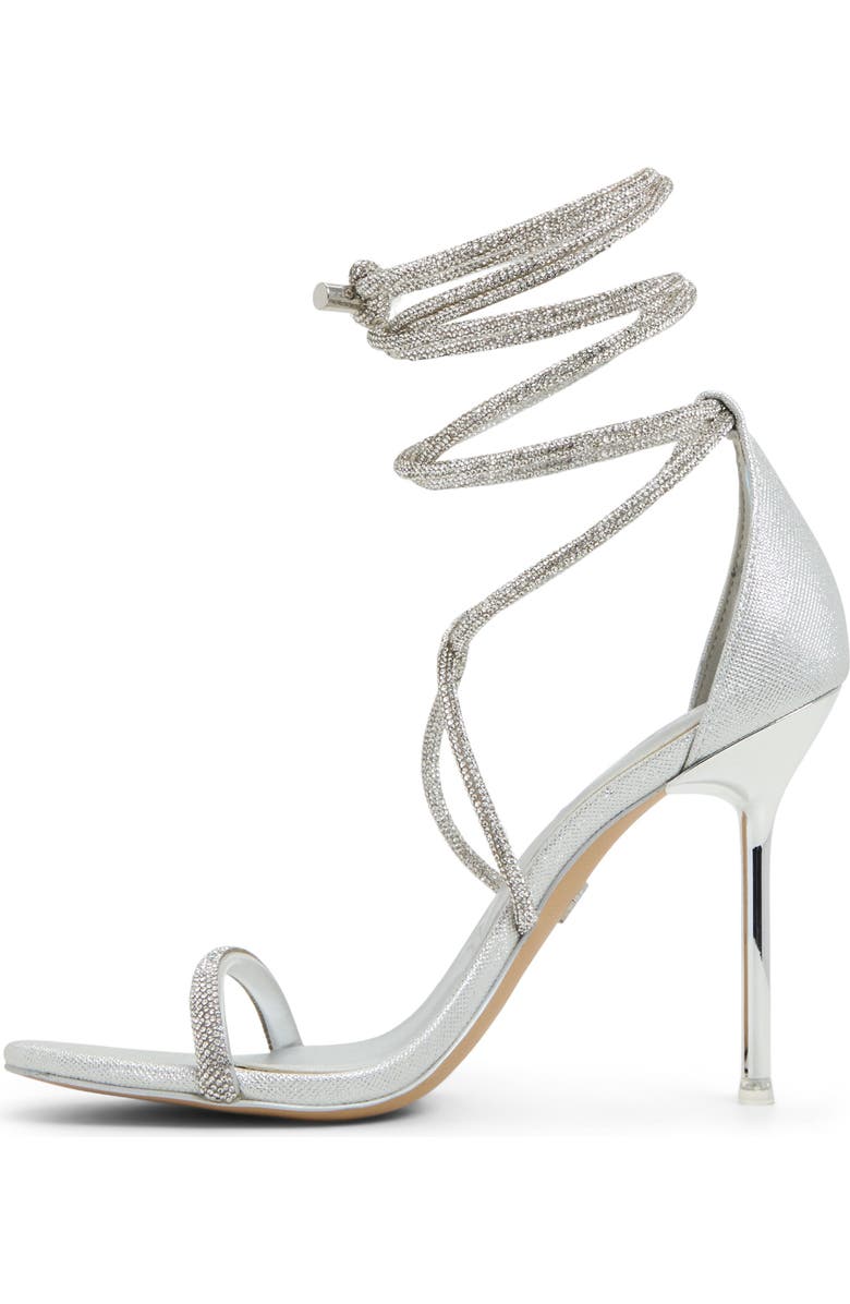 ALDO Caladonia Ankle Wrap Sandal, Alternate, color, Silver