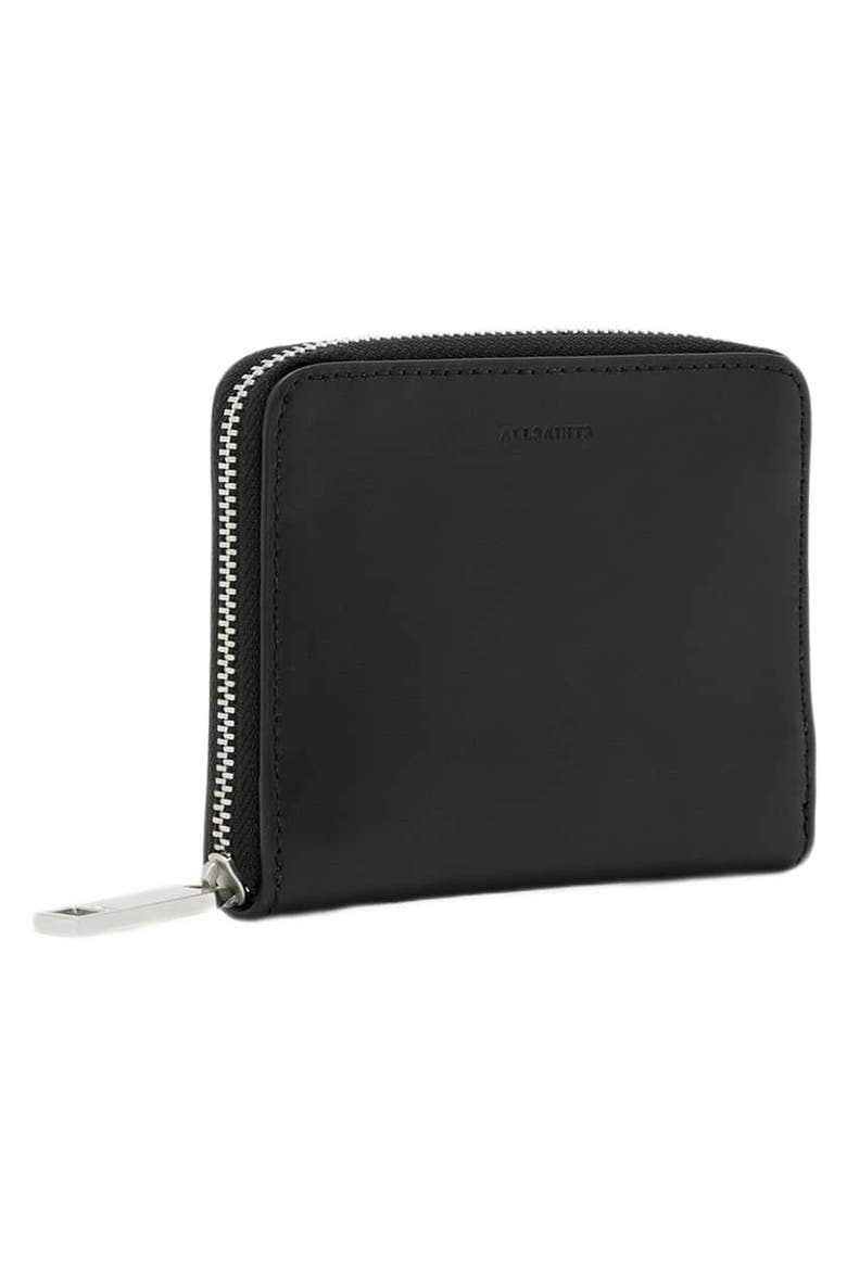 Lena Hex Leather Zip Wallet, Alternate, color, BLACK/ SILVER