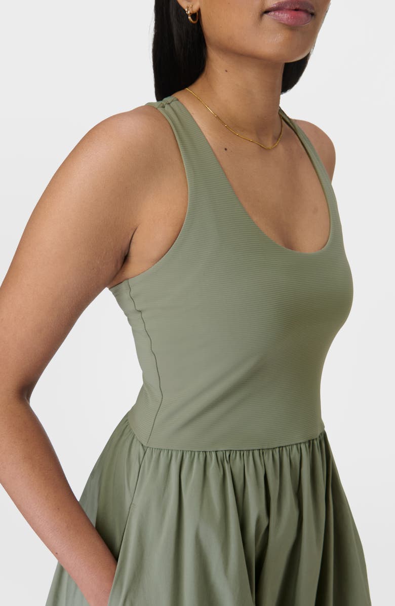Sweaty Betty Explorer Rib Bodice Racerback Dress, Alternate, color, Willow Green