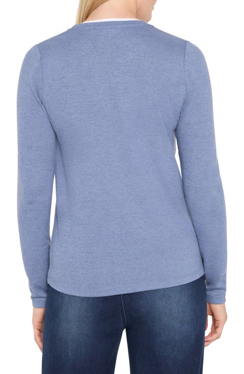 Nzt By Nic+zoe Cozy Double Layer Split Neck Top In Blue