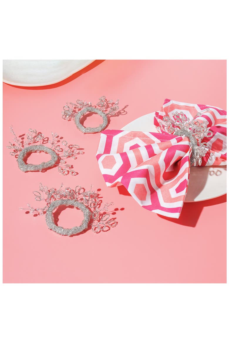 Frosted Briar Set of 4 Napkin Rings, Alternate, color, SILVER