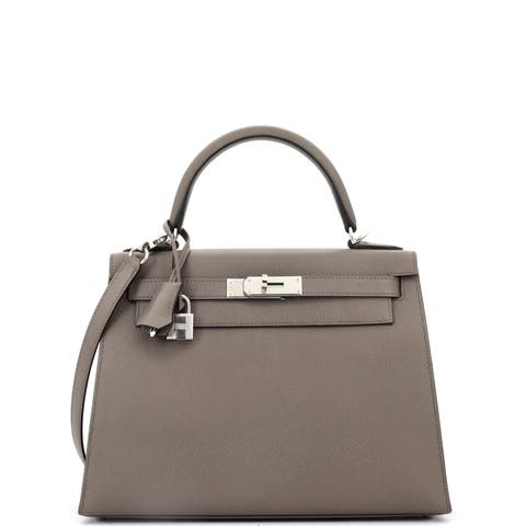 Kelly Handbag Grey Epsom with Palladium Hardware 28