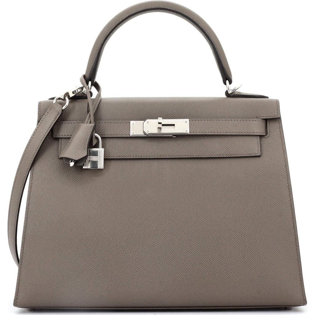 Pre-owned Hermes Hermes Kelly Handbag Grey Epsom With Palladium Hardware 28 In Gray