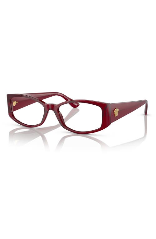 Versace 54mm Rectangular Optical Glasses In Bordeaux