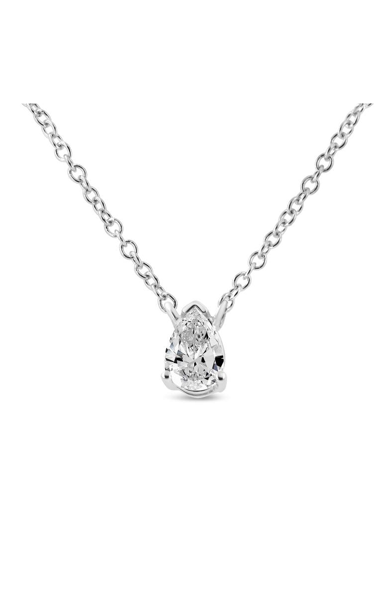 Haus of Brilliance 14K White Gold 1/5 Cttw Pear Shape Solitaire Diamond 18" Pendant Necklace, Main, color, White