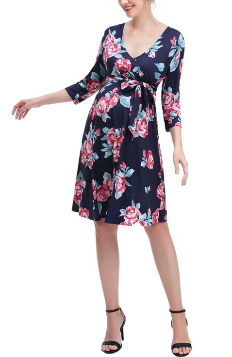Phoebe Floral Faux Wrap Maternity Nursing Dress