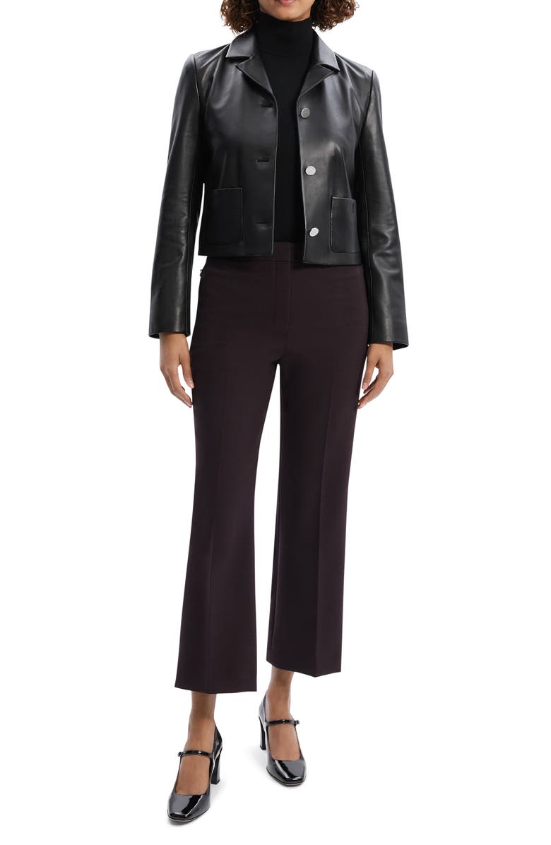 Theory Boxy Crop Leather Jacket, Alternate, color, 