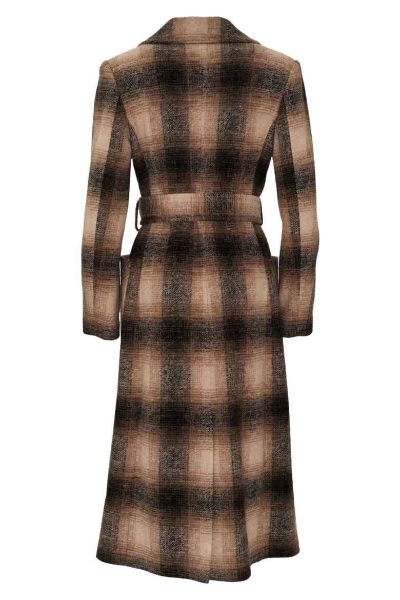 Aurora Plaid Wool Blend Wrap Coat, Alternate, color, BLACK/ MOCHA