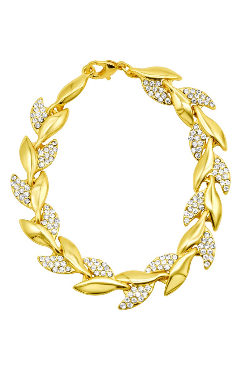 Adornia Crystal Leaf Bracelet, Main, color, Gold