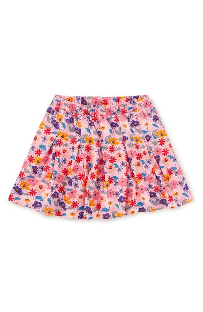 Tea Collection Floral Pleated Jersey Skirt, Main, color, French Tossed Floral