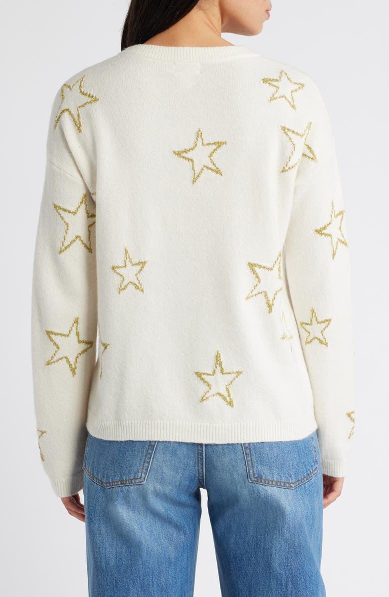Caslon<sup>®</sup> Star Jacquard Sweater, Alternate, color, Ivory- Gold Sketched Star