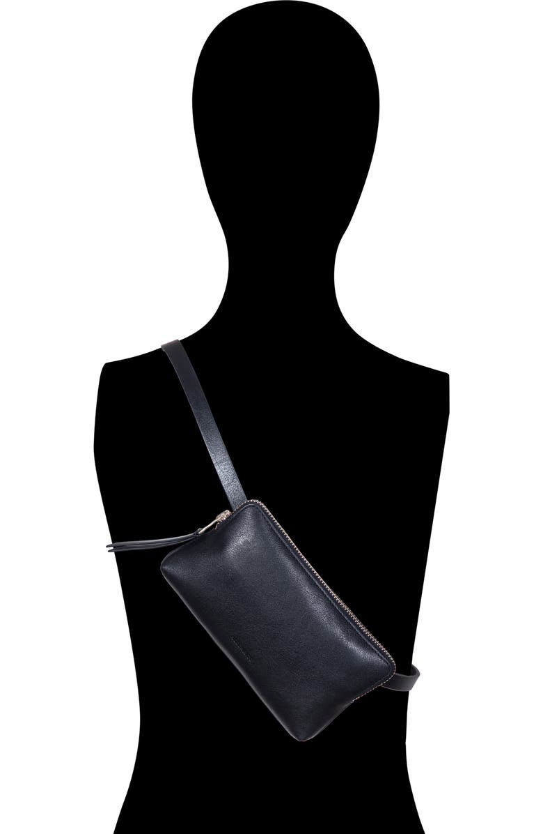 AllSaints Convertible Leather Belt Bag, Alternate, color, Black/ Warm Brass