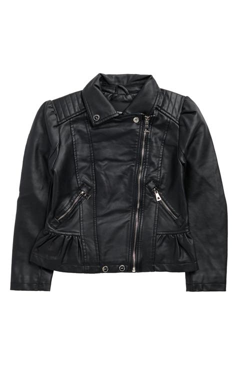 Kids' Faux Leather Moto Jacket (Big Kid)