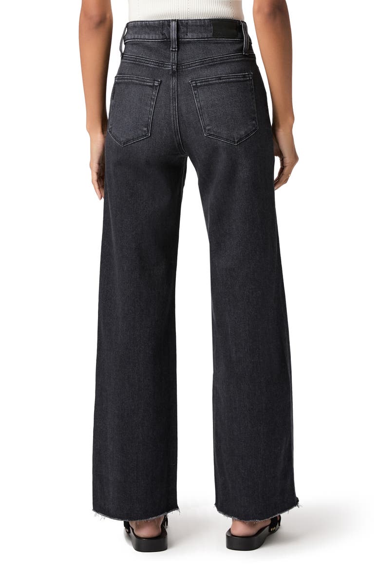 Anessa High Waist Raw Hem Wide Leg Jeans, Alternate, color, INK BLACK
