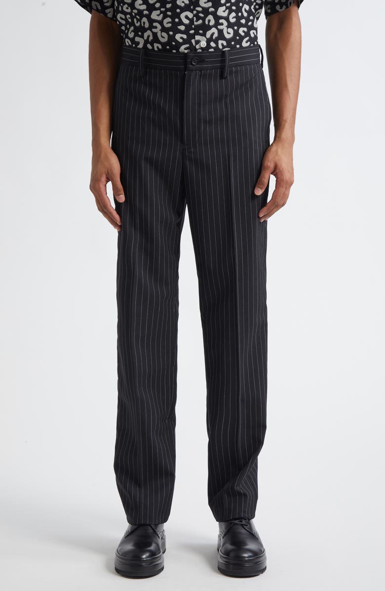 TAKAHIROMIYASHITA TheSoloist. Type 04 Plain Front Pants, Main, color, Black X White Chalk Stripe