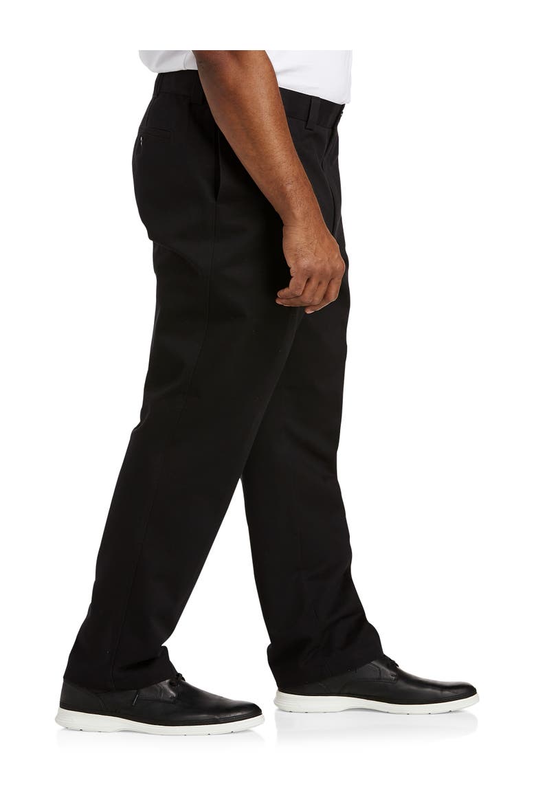 Big & Tall Flat-Front Twill Pants, Alternate, color, BLACK